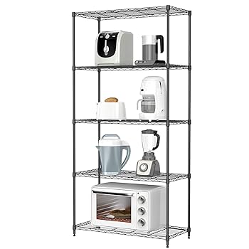 Amazon｜IZEUK スチールラック 5段 高さ伸縮メッシュ 収納棚 防